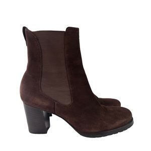 Cole Haan Block Heel Brown Suede Chelsea Boot Womens Size 9